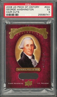 2008 Upper Deck Piece of History "Hair Cuts" #GW George Washington – PSA EX 5